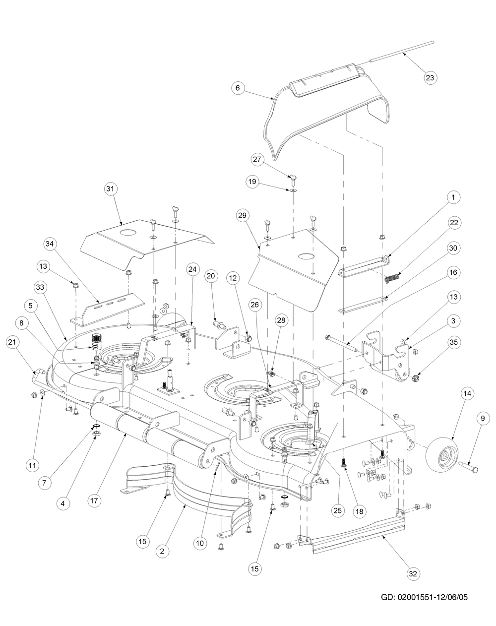 Formed Cutter Deck 60 Inch Diagram and Parts List for Z-FORCE60 53AA5BBJ-53AA5BBJ710 Cub Cadet Lawn Tractor